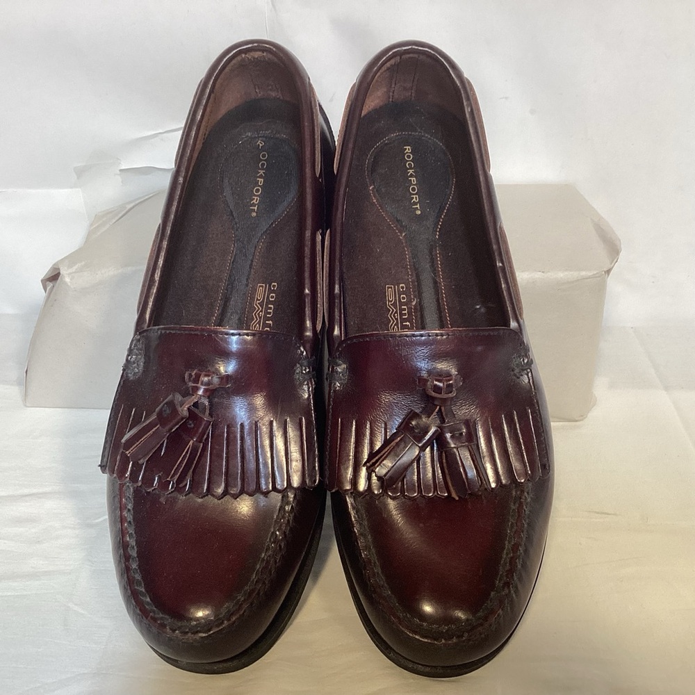 Rockport Burgundy Men’s Leather Tassel Loafers Size 9 - Picture 2 of 11